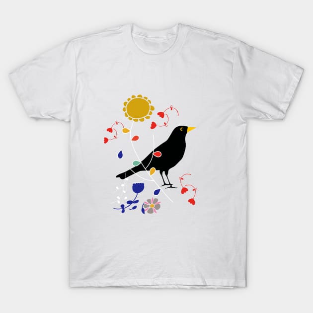 Black Bird T-Shirt by bruxamagica